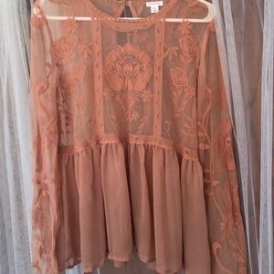 Long sleeve shear top